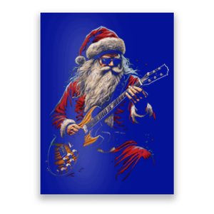 Rock Guitar Santa Claus Playing Guitar Funny Christmas Gift Poster