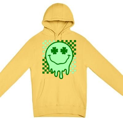 Retro Groovy Smile Face St Patricks Day Hippie Premium Pullover Hoodie