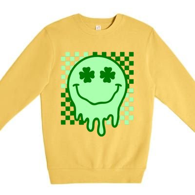 Retro Groovy Smile Face St Patricks Day Hippie Premium Crewneck Sweatshirt