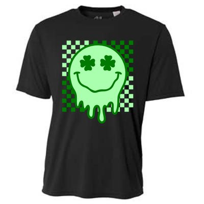 Retro Groovy Smile Face St Patricks Day Hippie Cooling Performance Crew T-Shirt