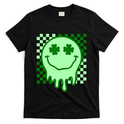 Retro Groovy Smile Face St Patricks Day Hippie T-Shirt