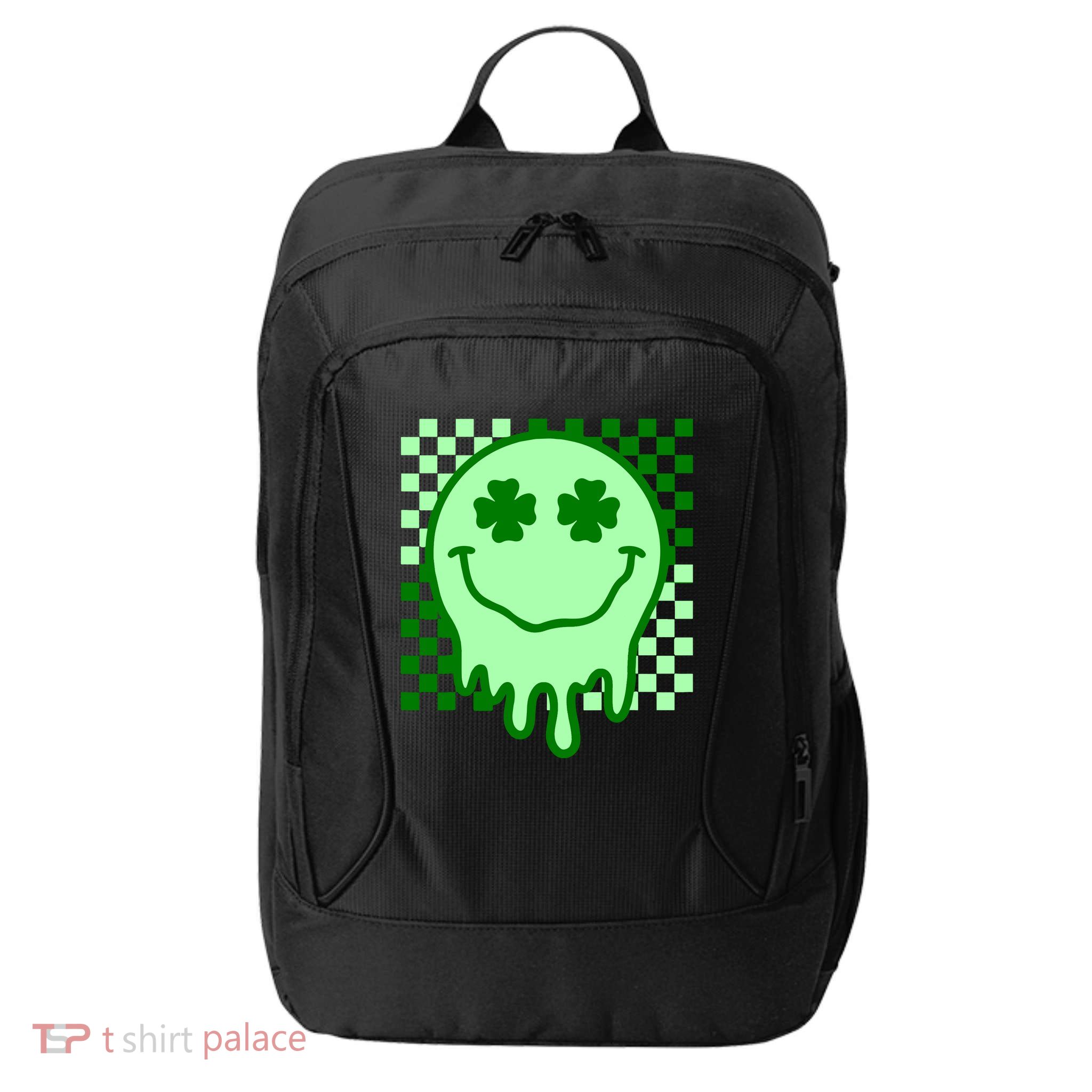 Retro Groovy Smile Face St Patricks Day Hippie City Backpack