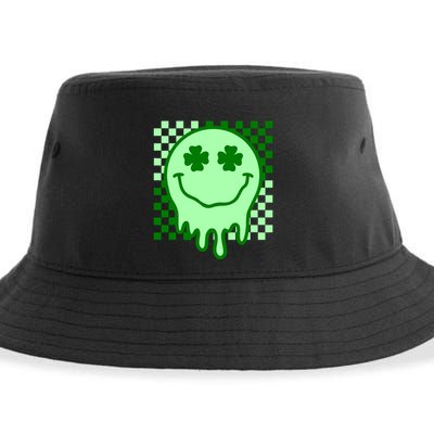 Retro Groovy Smile Face St Patricks Day Hippie Sustainable Bucket Hat