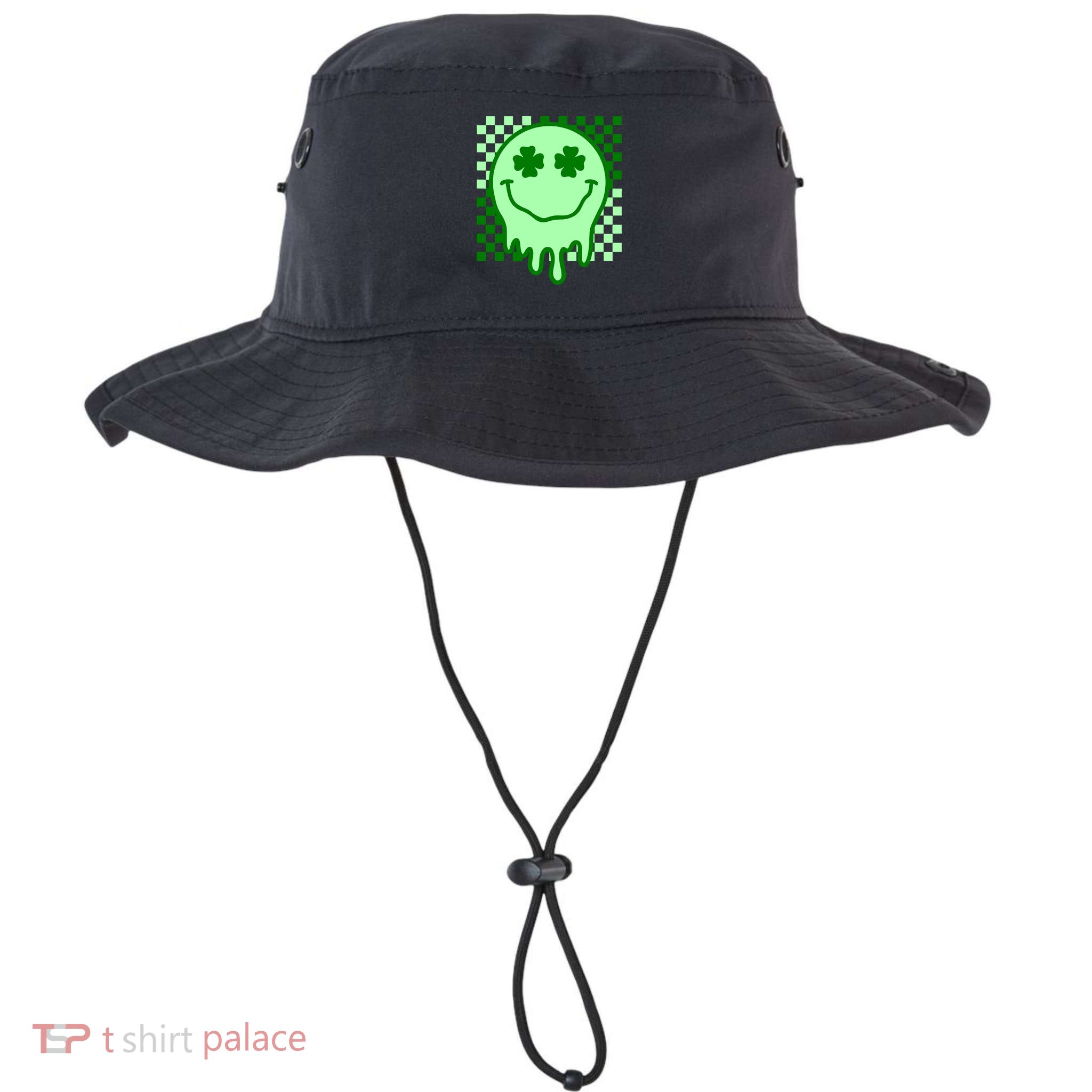 Retro Groovy Smile Face St Patricks Day Hippie Bucket Hat