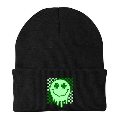 Retro Groovy Smile Face St Patricks Day Hippie Beanie
