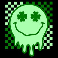 Retro Groovy Smile Face St Patricks Day Hippie Drawstring Bag