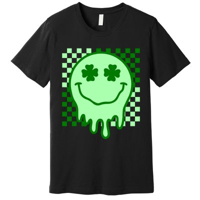 Retro Groovy Smile Face St Patricks Day Hippie Premium T-Shirt