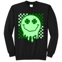 Retro Groovy Smile Face St Patricks Day Hippie Tall Sweatshirt