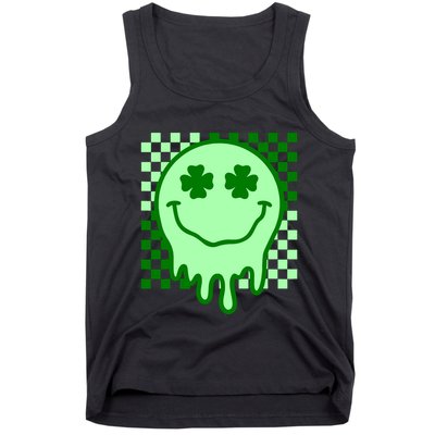 Retro Groovy Smile Face St Patricks Day Hippie Tank Top