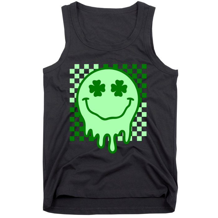 Retro Groovy Smile Face St Patricks Day Hippie Tank Top