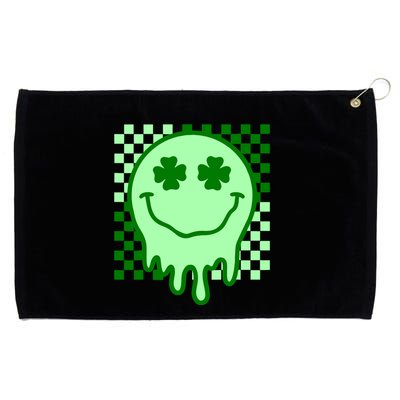 Retro Groovy Smile Face St Patricks Day Hippie Grommeted Golf Towel