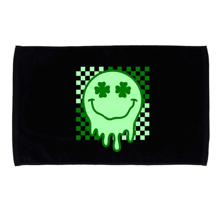 Retro Groovy Smile Face St Patricks Day Hippie Microfiber Hand Towel
