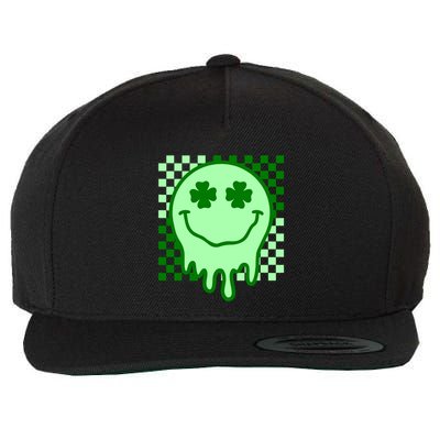 Retro Groovy Smile Face St Patricks Day Hippie Wool Snapback Cap