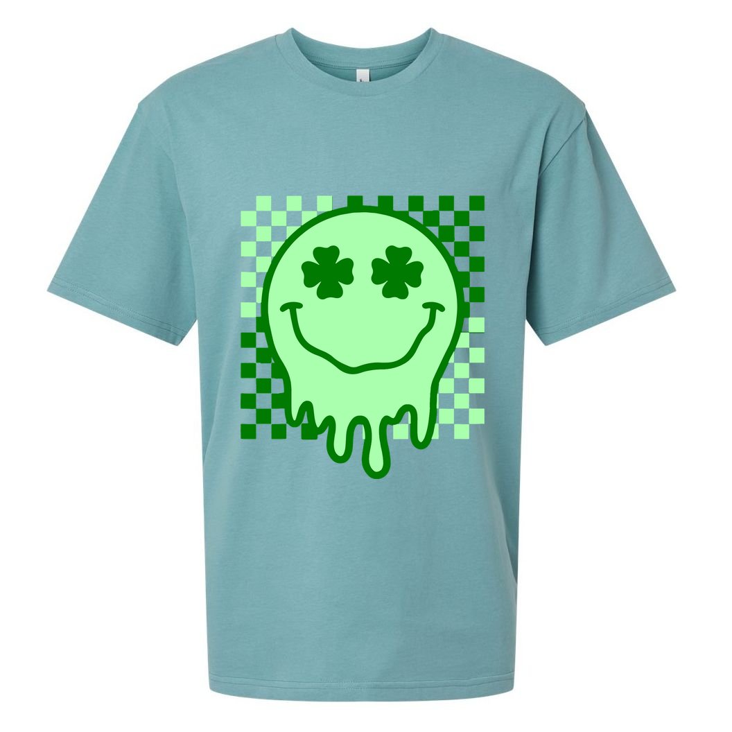 Retro Groovy Smile Face St Patricks Day Hippie Sueded Cloud Jersey T-Shirt