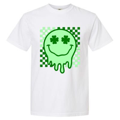 Retro Groovy Smile Face St Patricks Day Hippie Garment-Dyed Heavyweight T-Shirt