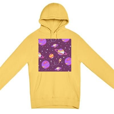 Retro Galaxy Spaceship Premium Pullover Hoodie