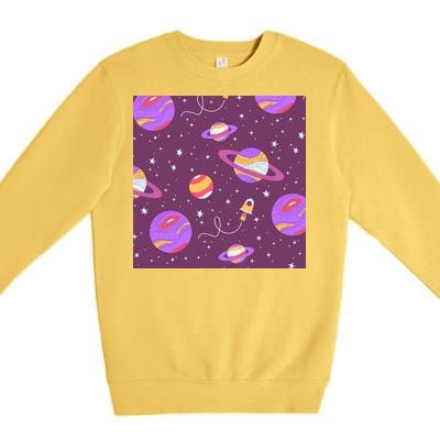 Retro Galaxy Spaceship Premium Crewneck Sweatshirt