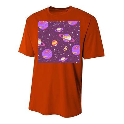 Retro Galaxy Spaceship Performance Sprint T-Shirt