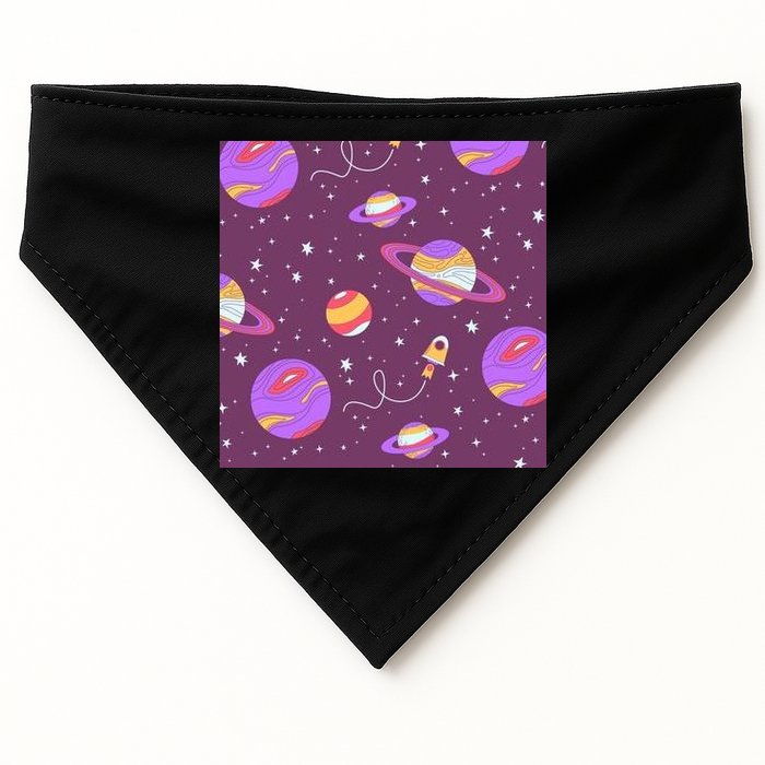 Retro Galaxy Spaceship USA-Made Doggie Bandana