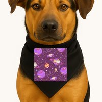 Retro Galaxy Spaceship USA-Made Doggie Bandana