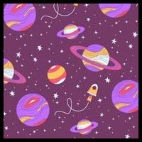Retro Galaxy Spaceship USA-Made Doggie Bandana