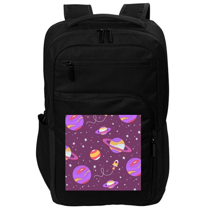 Retro Galaxy Spaceship Impact Tech Backpack