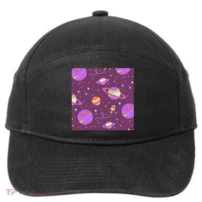 Retro Galaxy Spaceship 7-Panel Snapback Hat