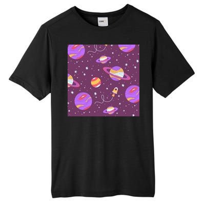 Retro Galaxy Spaceship Tall Fusion ChromaSoft Performance T-Shirt