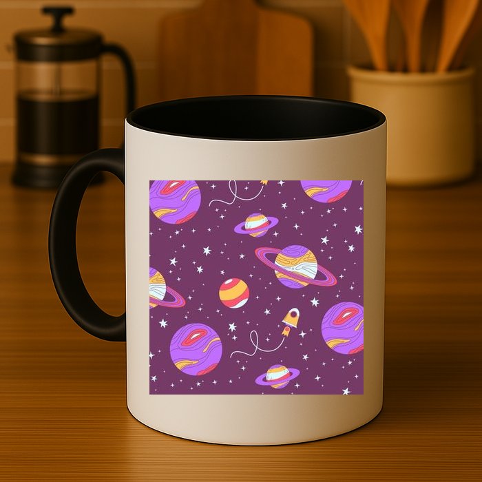 Retro Galaxy Spaceship Mug