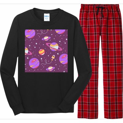 Retro Galaxy Spaceship Long Sleeve Pajama Set