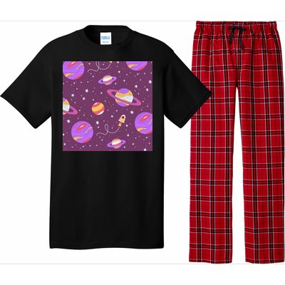 Retro Galaxy Spaceship Pajama Set