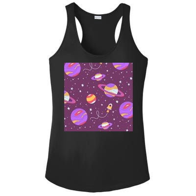 Retro Galaxy Spaceship Ladies PosiCharge Competitor Racerback Tank