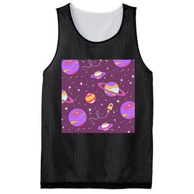 Retro Galaxy Spaceship Mesh Reversible Basketball Jersey Tank