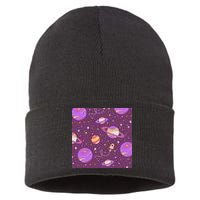 Retro Galaxy Spaceship Sustainable Knit Beanie