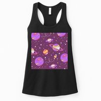 Retro Galaxy Spaceship Womens Tank Top