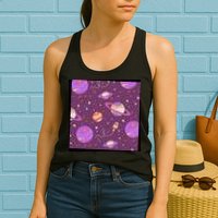 Retro Galaxy Spaceship Womens Tank Top