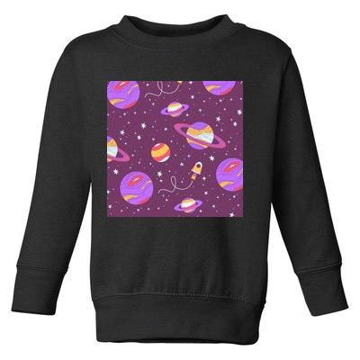 Retro Galaxy Spaceship Toddler Sweatshirt