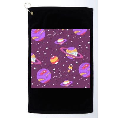 Retro Galaxy Spaceship Golf Towel