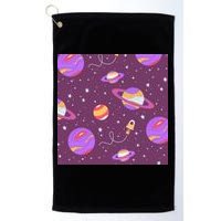 Retro Galaxy Spaceship Golf Towel