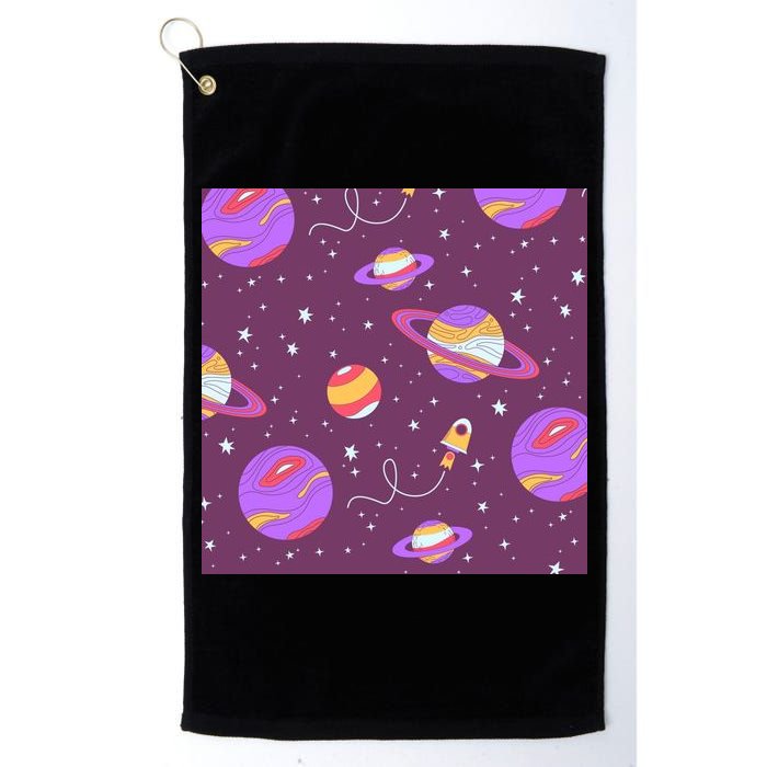 Retro Galaxy Spaceship Golf Towel