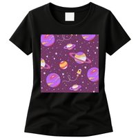 Retro Galaxy Spaceship Womens T-Shirt