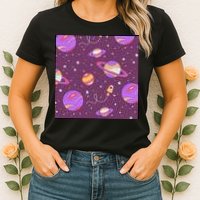 Retro Galaxy Spaceship Womens T-Shirt