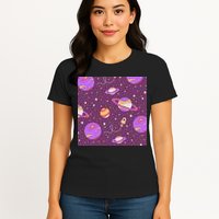 Retro Galaxy Spaceship Womens T-Shirt