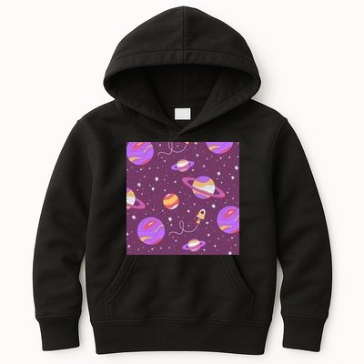Retro Galaxy Spaceship Kids Hoodie