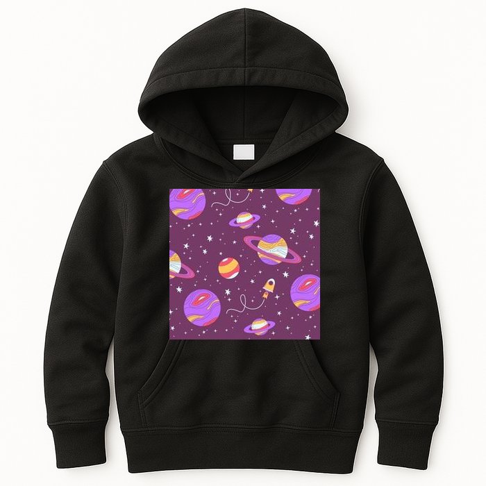 Retro Galaxy Spaceship Kids Hoodie