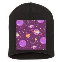 Retro Galaxy Spaceship Short Acrylic Beanie