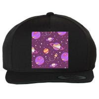 Retro Galaxy Spaceship Wool Snapback Cap