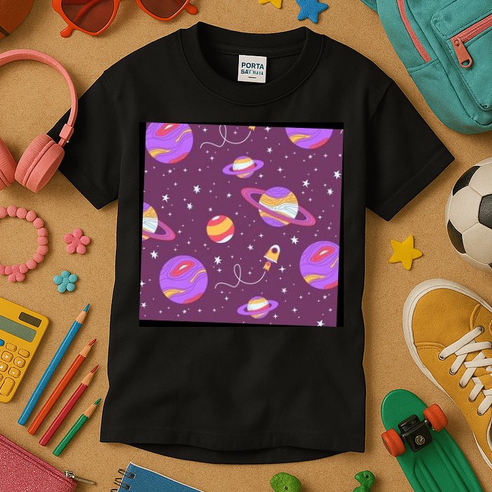 Retro Galaxy Spaceship Kids T-Shirt