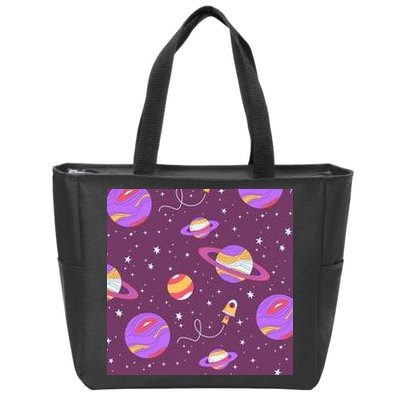 Retro Galaxy Spaceship Zip Tote Bag