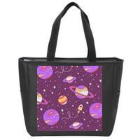 Retro Galaxy Spaceship Zip Tote Bag
